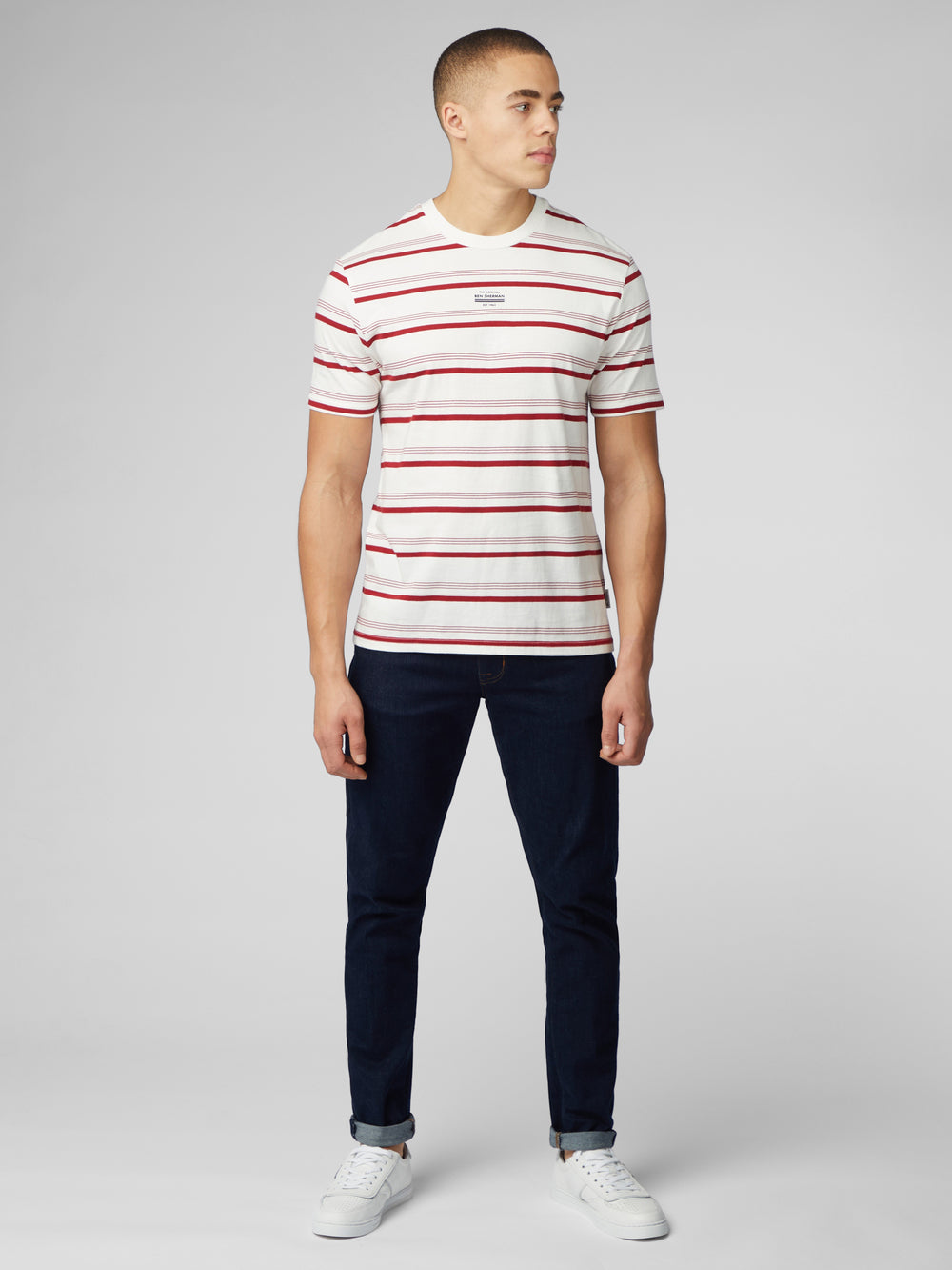 T-Shirt Ben Sherman Signature Fine Stripe Blanche | JBJ-49290416